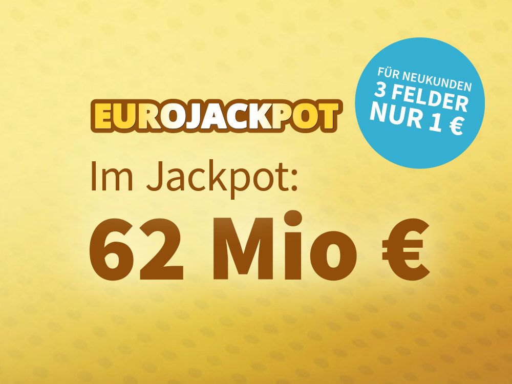 EuroJackpot am Freitag, 12. März: 62 Mio Euro liegen im Eurolotto-Jackpot – Jetzt 5 € Rabatt sichern!