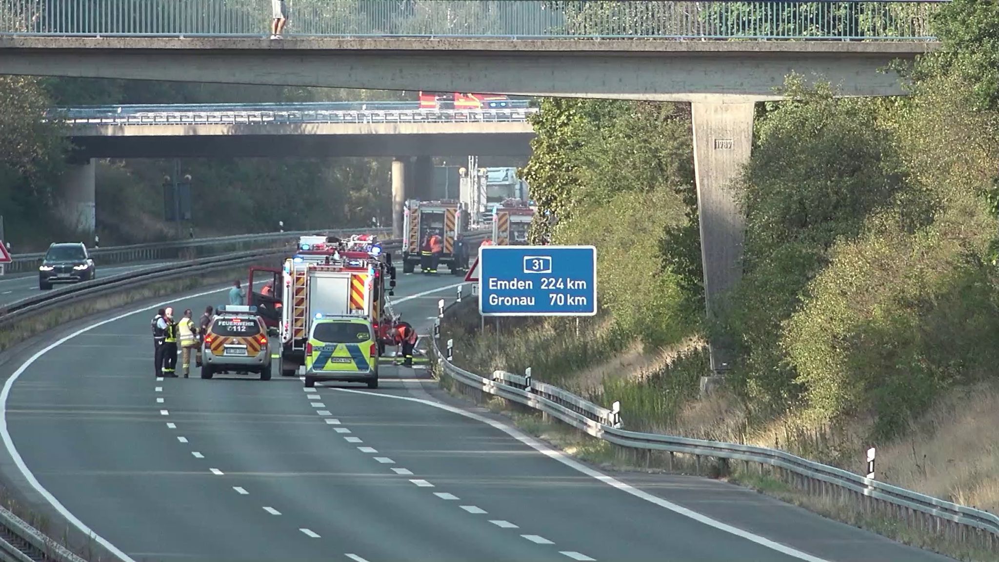 Großbrand an der A31 bei Dorsten