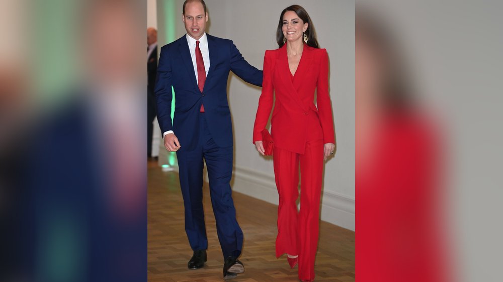 Royaler Business-Look: Prinzessin Kate glänzt in rotem Hosenanzug