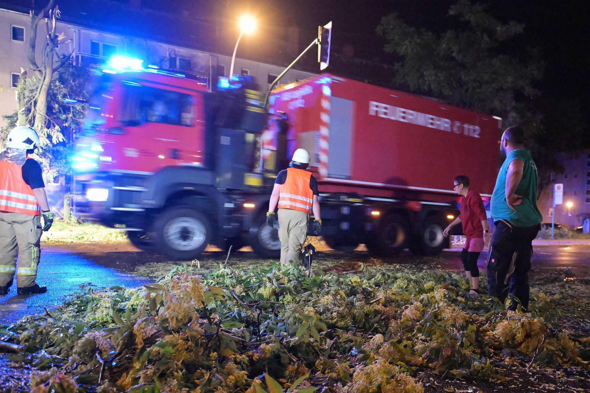 Gewittersturm entwurzelt dicke Bäume in Brandenburg