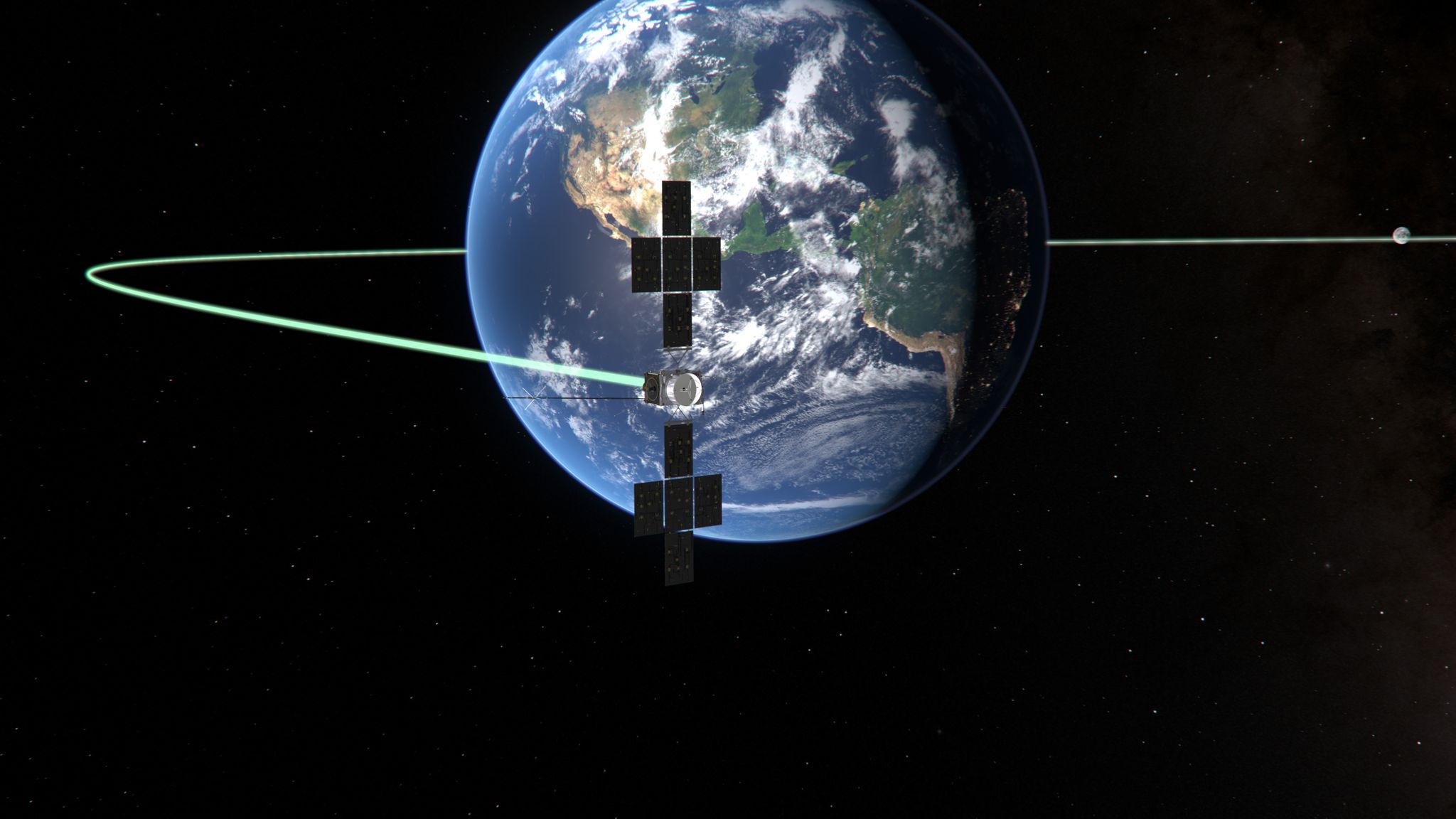 Erster Vorbeiflug von Satelliten an Mond und Erde geglückt