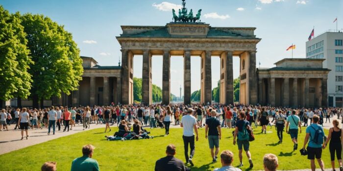 Berliner Wahrzeichen und Parks an einem sonnigen Tag