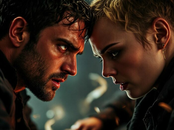 Oscar Isaac und Carey Mulligan in dramatischer Pose.