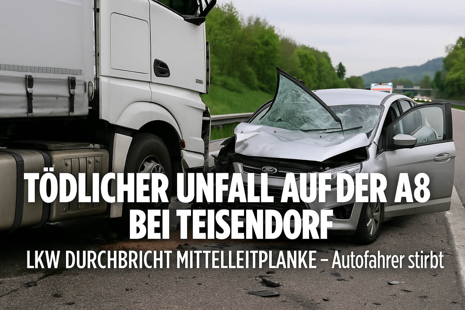 Tödlicher Unfall auf der A8 bei Teisendorf: Lkw durchbricht Mittelleitplanke – Autofahrer stirbt