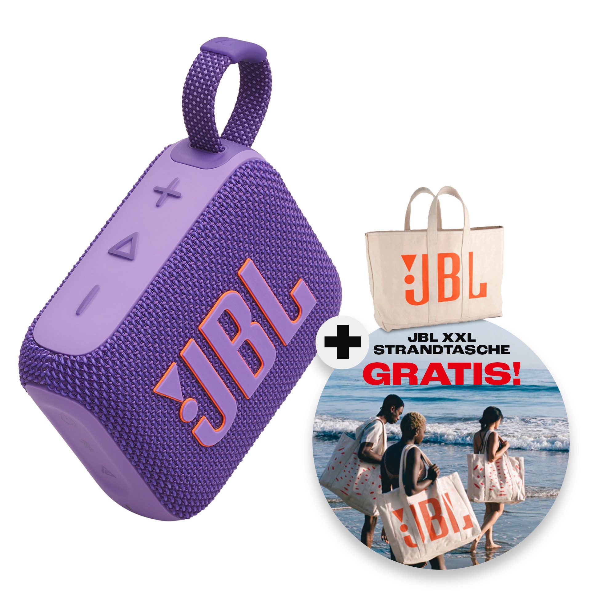Sommer-Deal! JBL GO 4 Bluetooth-Lautsprecher + XXL-Strandtasche jetzt für nur 33 €!