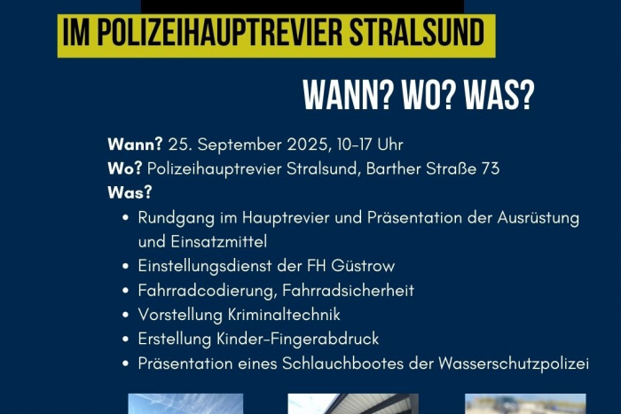 Güstrow: Blaulichttag im Polizeihauptrevier Stralsund