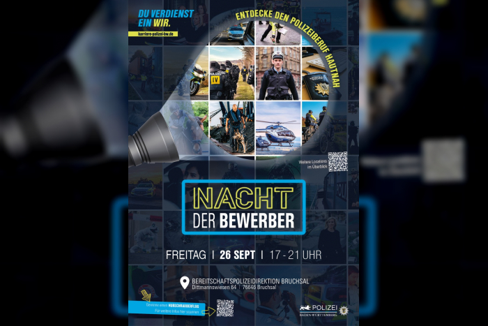 Bruchsal: Nacht der Bewerber bei Polizeipräsidien Mannheim und Karlsruhe am 26. September 2025