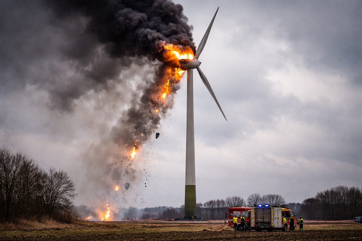 Windenergieanlage in Niedersachsen brennt in rund 100 Meter Höhe