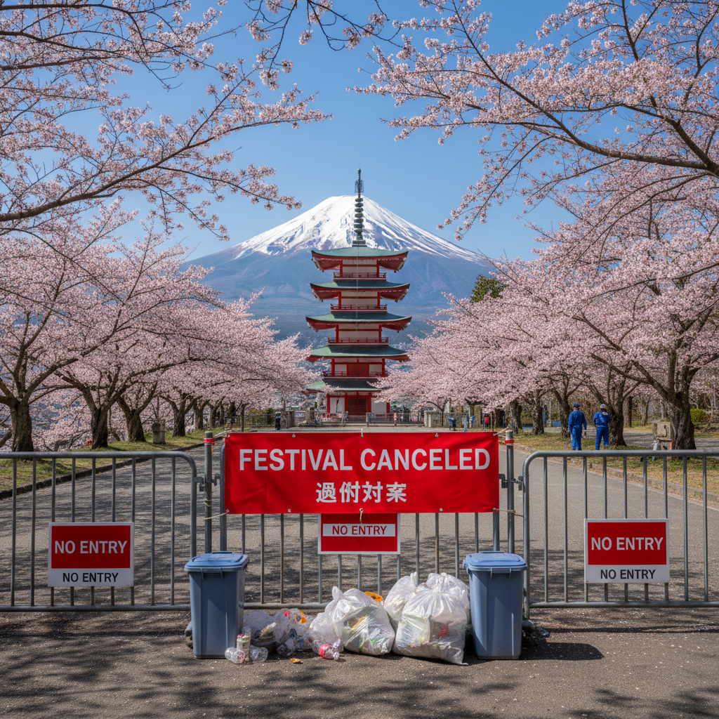 Kirschblütenfest am Fuji abgesagt: Kleinstadt von Übertourismus überfordert