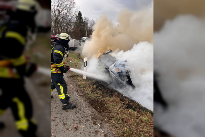 Horn-Bad Meinberg: PKW verunfallt und fängt Feuer