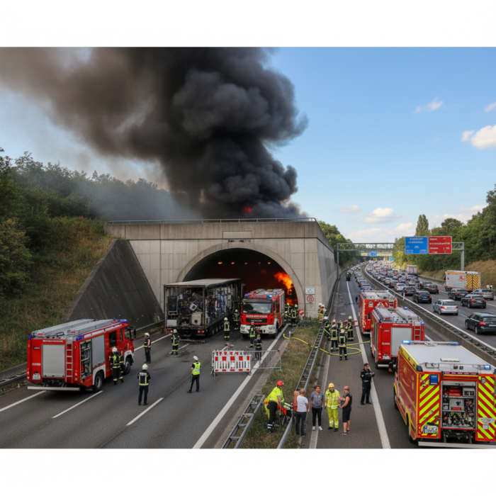 Feuer in Autobahn-Tunnel entlang der A81 ausgebrochen