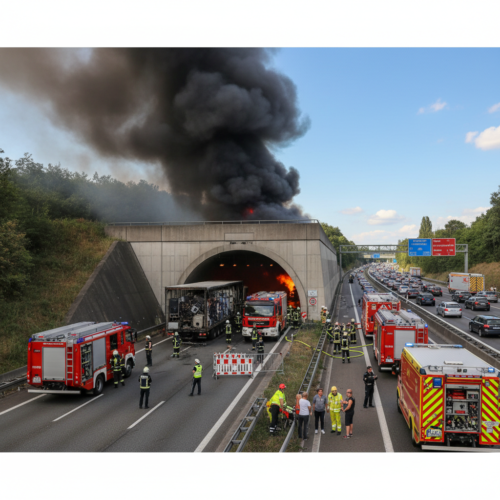 Feuer in Autobahn-Tunnel entlang der A81 ausgebrochen