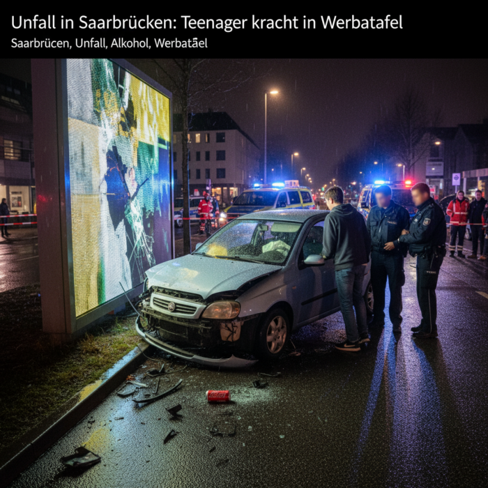 Unfall in Saarbrücken: Teenager kracht in Werbetafel
