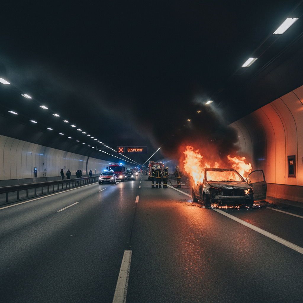 Köln: A1 wegen Pkw-Brand im Tunnel vollständig gesperrt