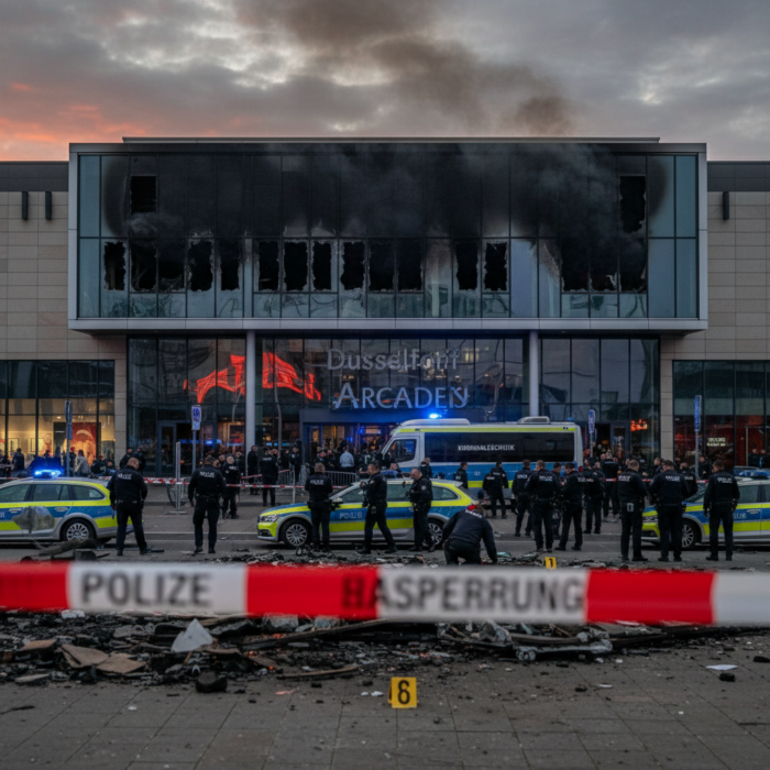 Brand im Einkaufszentrum Düsseldorf Arcaden in Bilk