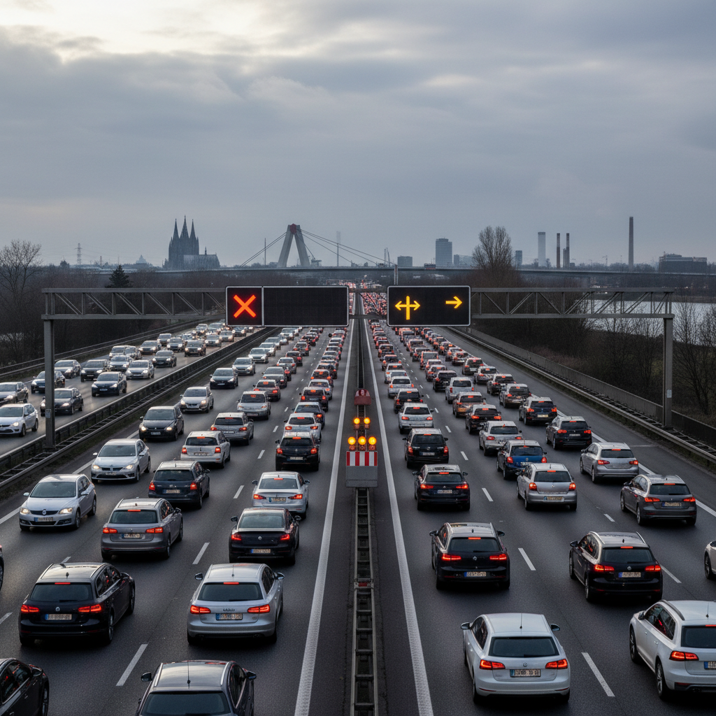 Staugefahr auf A1 bei Köln: Spur gesperrt während der Osterferien