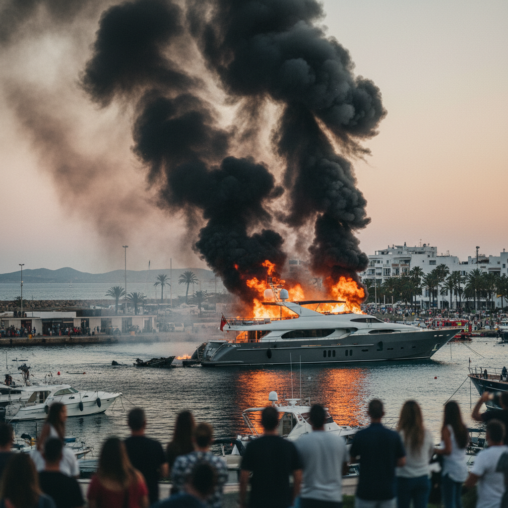 Ibiza: Dramatischer Yachtbrand im Hafen sorgt für Aufsehen