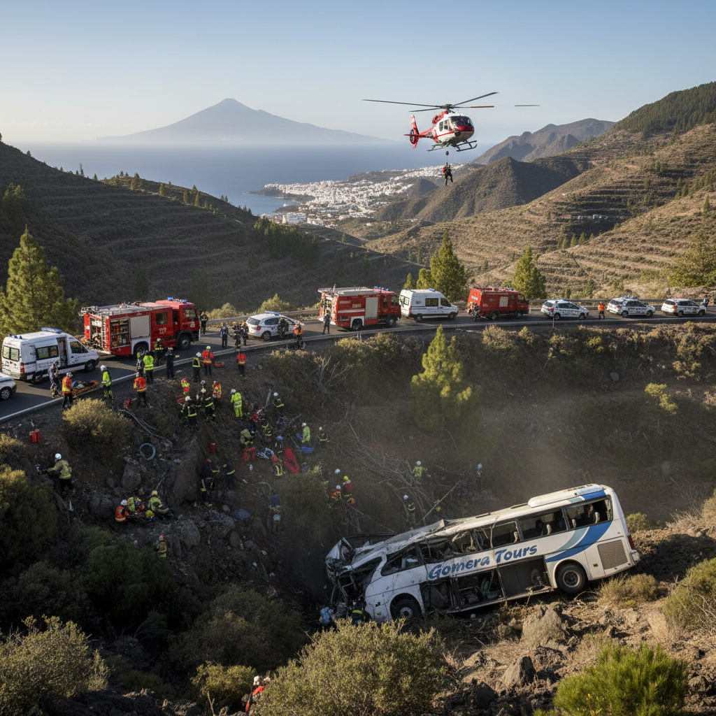 La Gomera: Bus stürzt Abhang hinunter