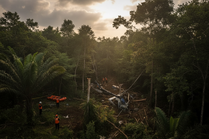 8 Dead After Helicopter Crashes Shortly After Takeoff in Remote Forest