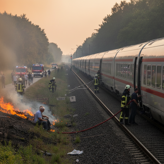 Hunderte Passagiere sitzen in Zug fest: Feuer auf Bahnstrecke Leipzig