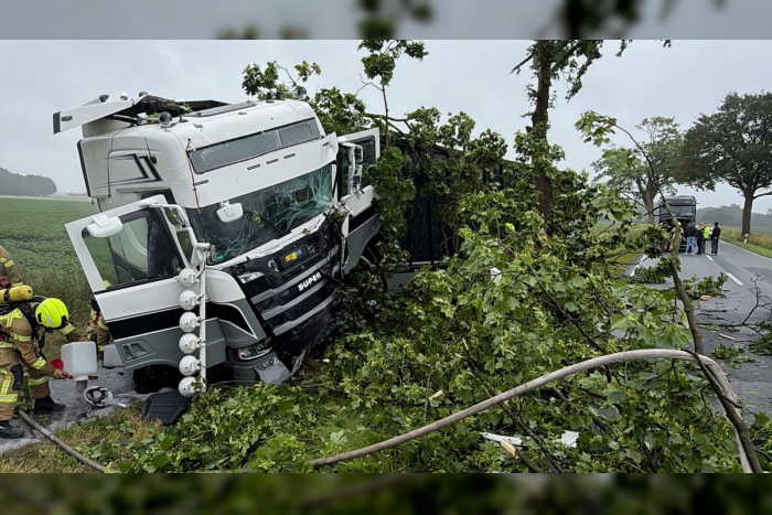 Bauernschaft Kleinkneten: Lastwagen kollidiert mit Baum
