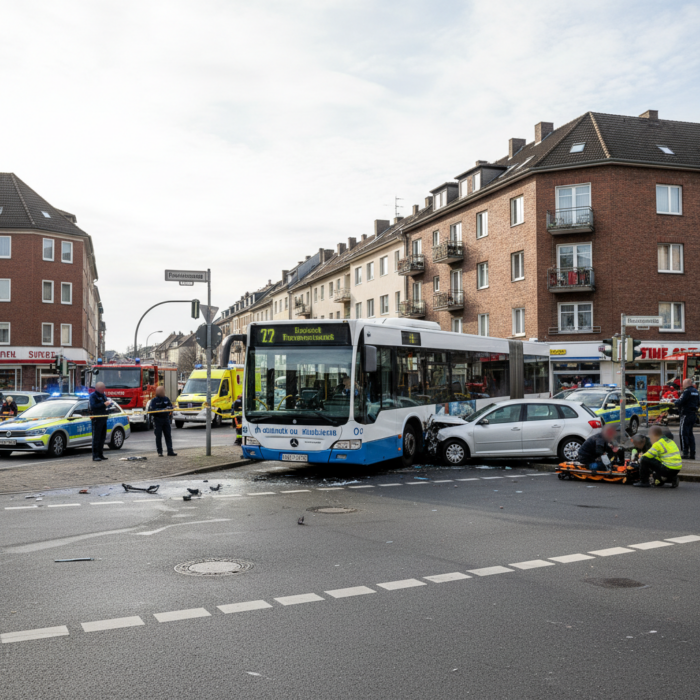 Verkehrsunfall mit Linienbus verletzt sieben Personen