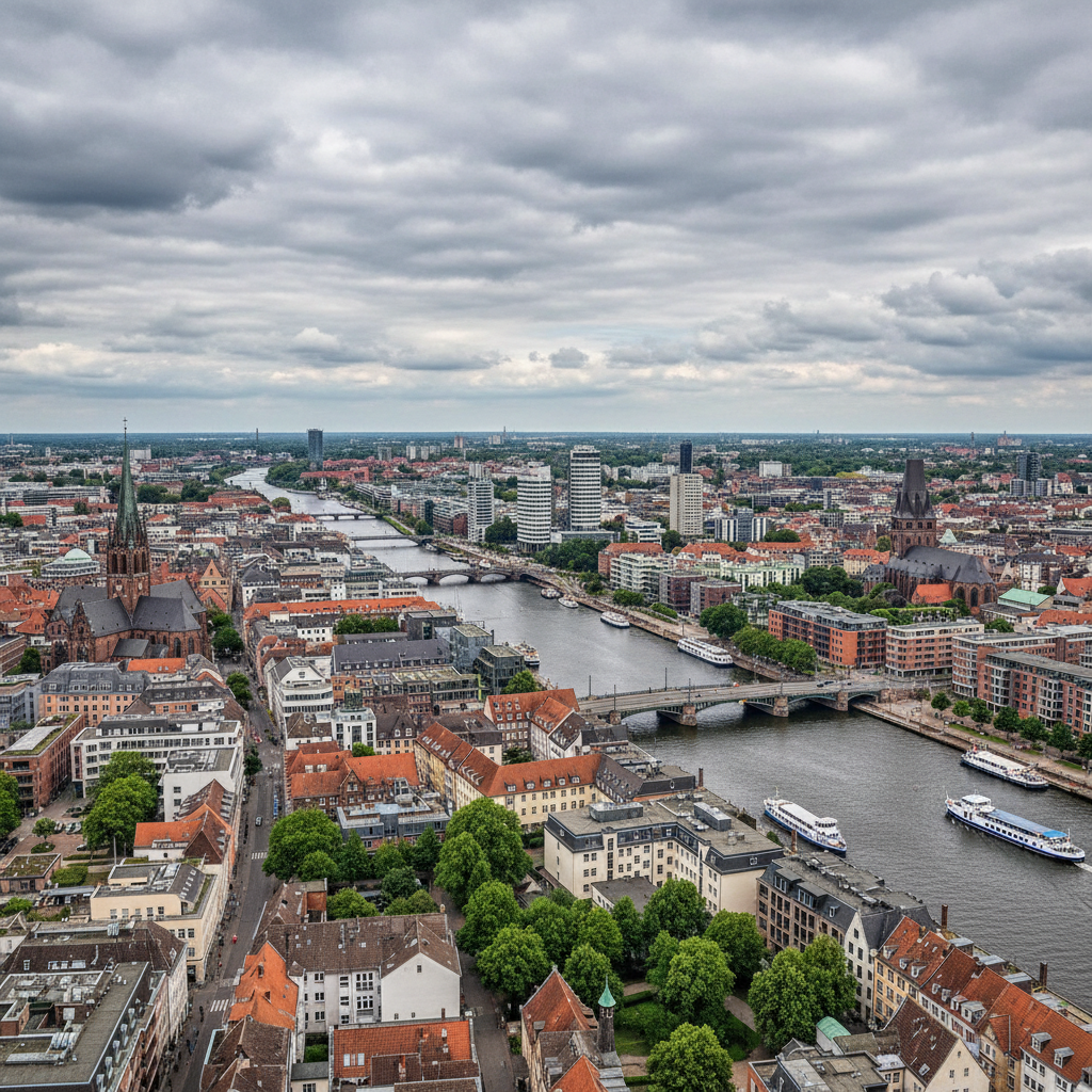 Wettervorhersage für Bremen am 14. Juni 2026: Mäßiger Regen und 17°C