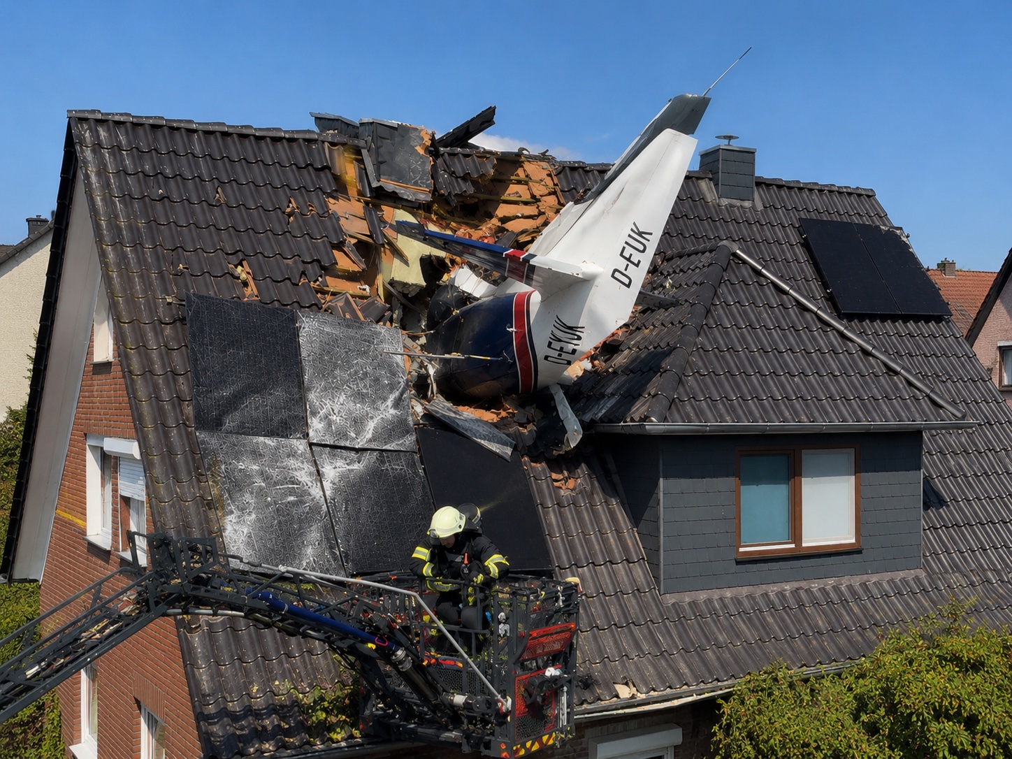 Kleinflugzeugcrash in Ganderkesee: Wohnhaus betroffen, aber glücklicherweise keine Verletzten