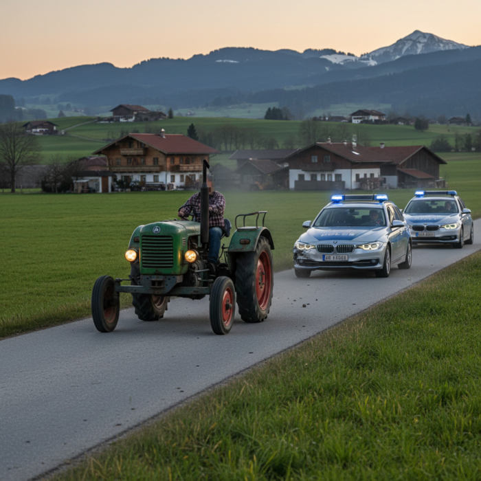 Betrunkener flüchtet mit Traktor vor der Polizei