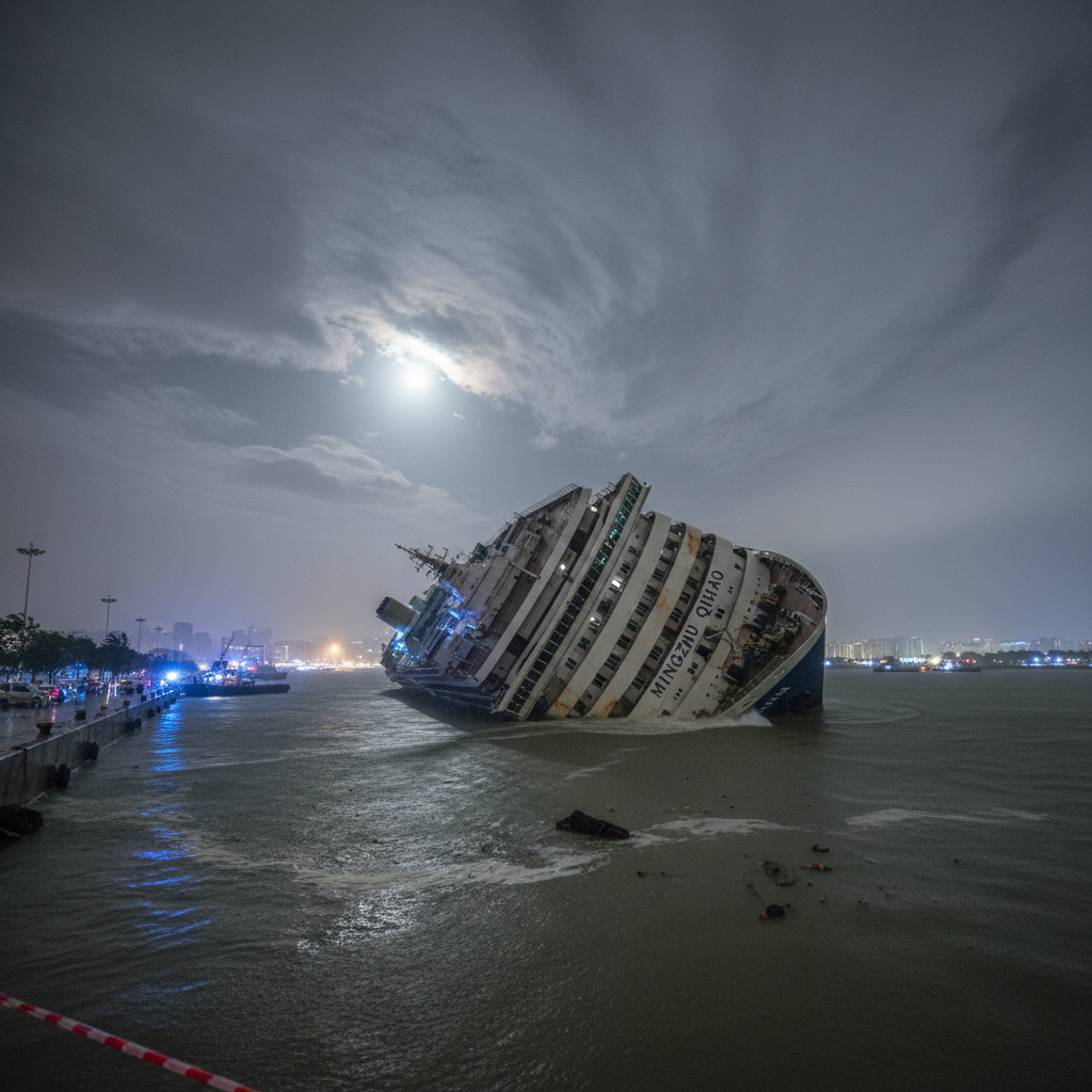 Kreuzfahrtschiff in Wenzhou gerät bei einem 180 km/h Taifun in schwere Seenot