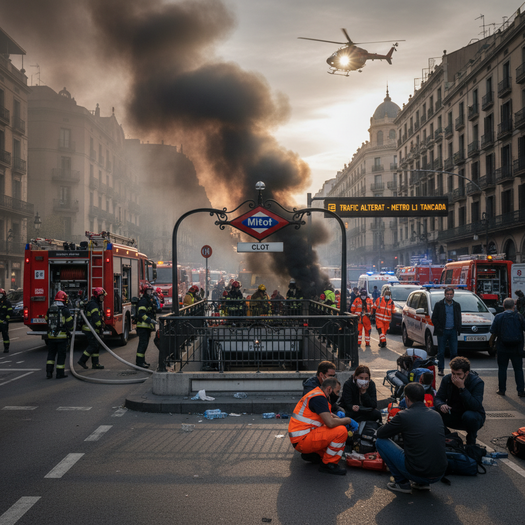 Entgleisung in Barcelonas U-Bahn: Feuer führt zu schwerwiegenden Verkehrsproblemen