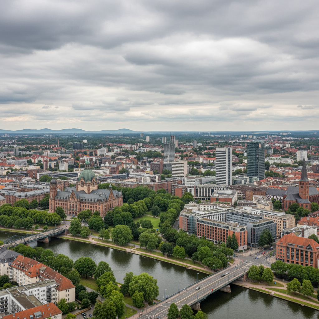 Hannover heute unter wolkenverhangenem Himmel bei angenehmen 19 Grad Celsius