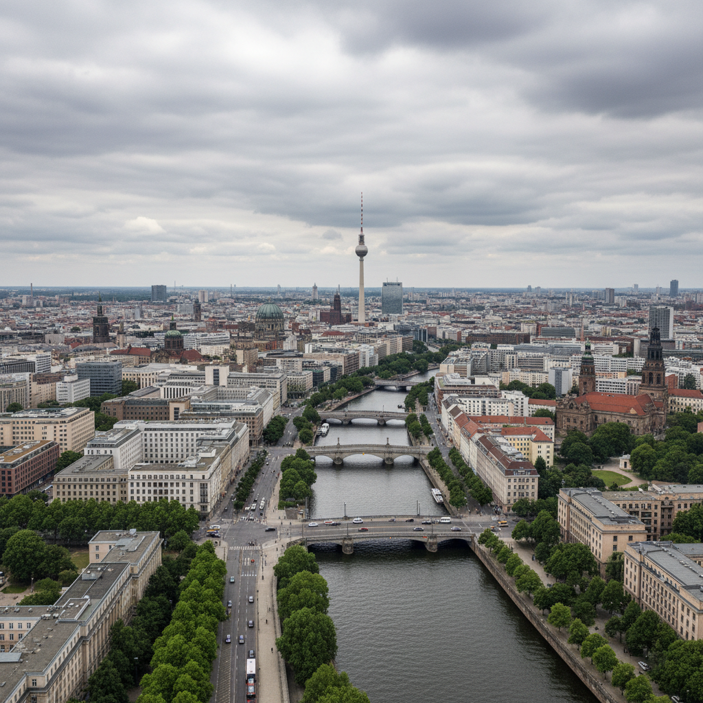 Wolkige Bedingungen in Berlin und Temperaturen um 23 Grad Celsius