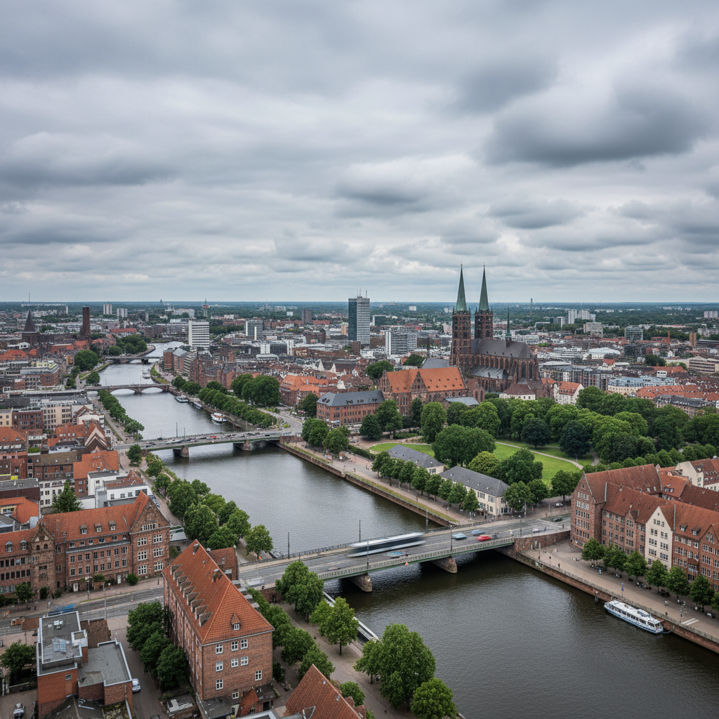 Bremen heute mit strahlendem Sonnenschein und angenehmen 22°C