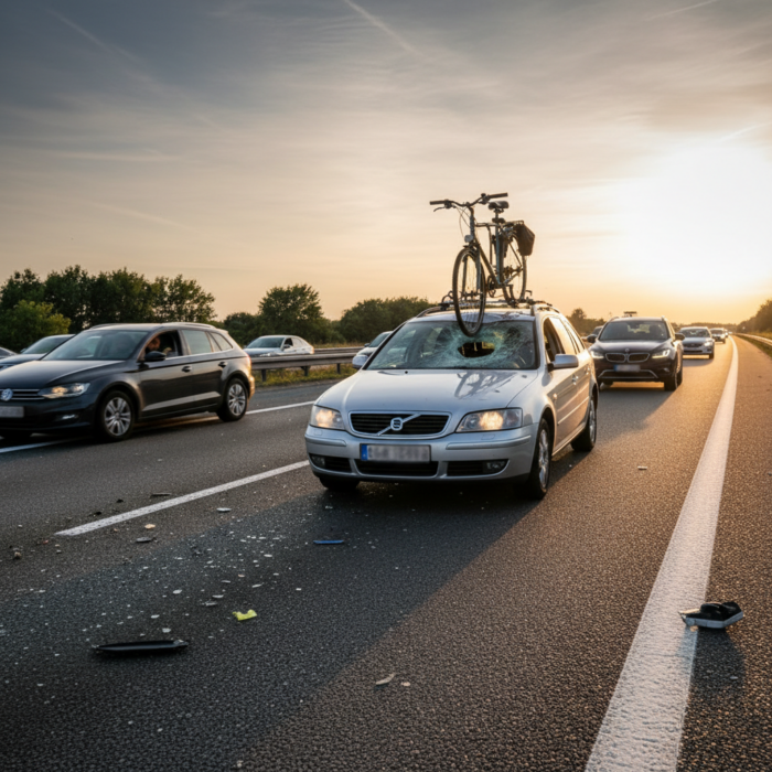 Rad löst sich von Pkw und prallt in Windschutzscheibe auf der Autobahn A2