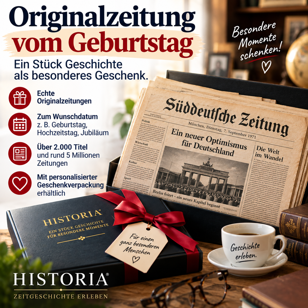Originalzeitung vom Geburtstag: Ein Stück Geschichte als außergewöhnliches Geschenk