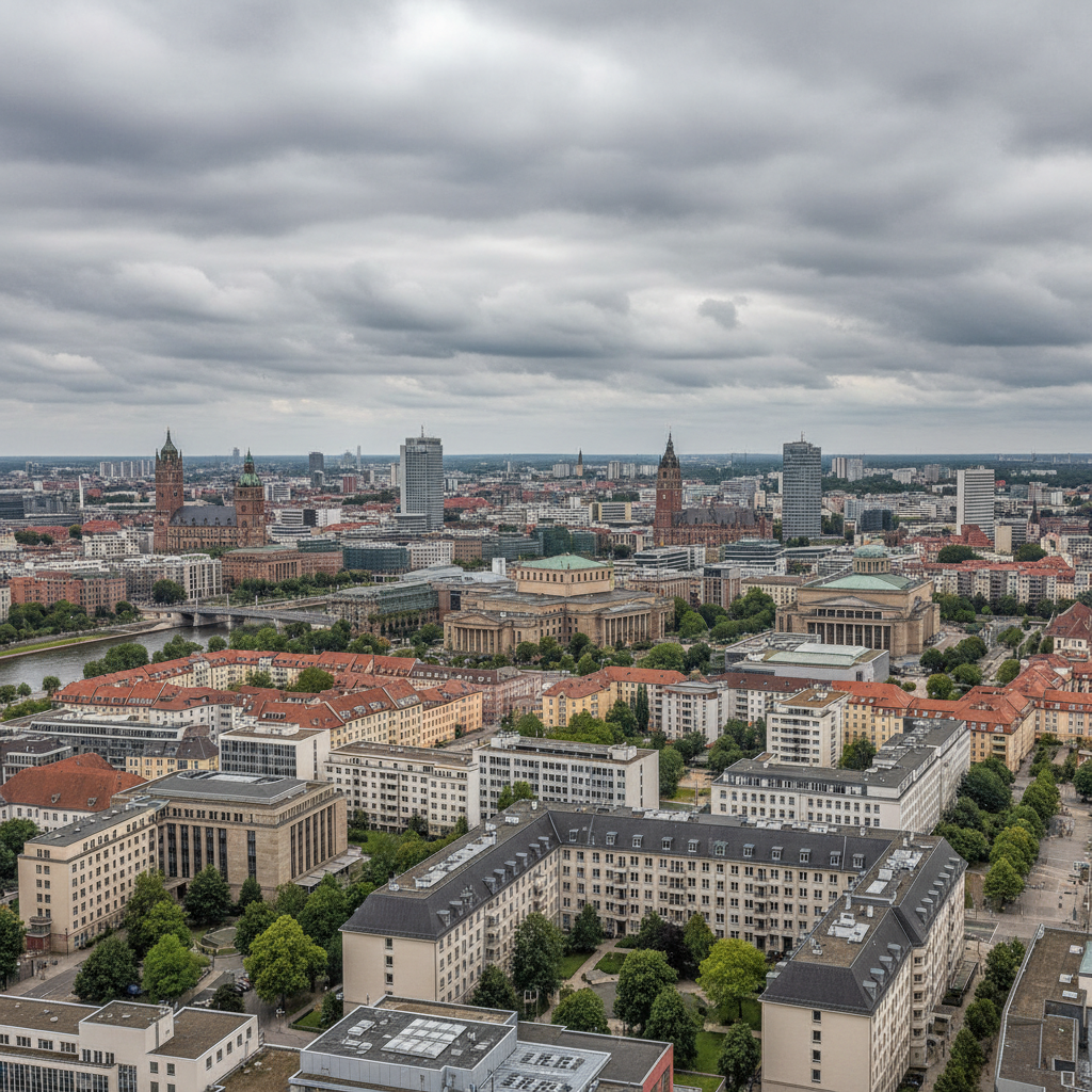 Leipzig am heutigen Tag: 22°C und bewölkter Himmel