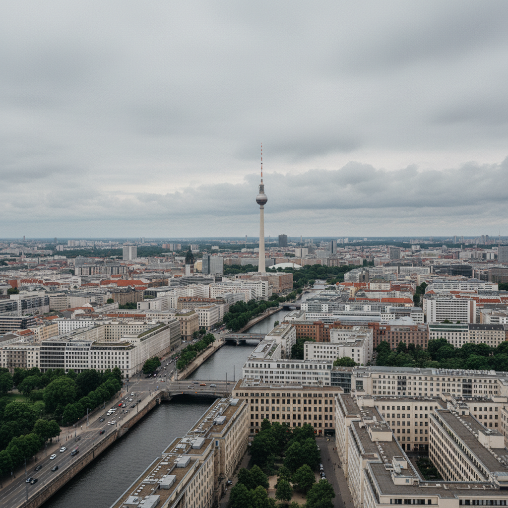 Wolkenverhangener Himmel in Berlin mit 22°C heute
