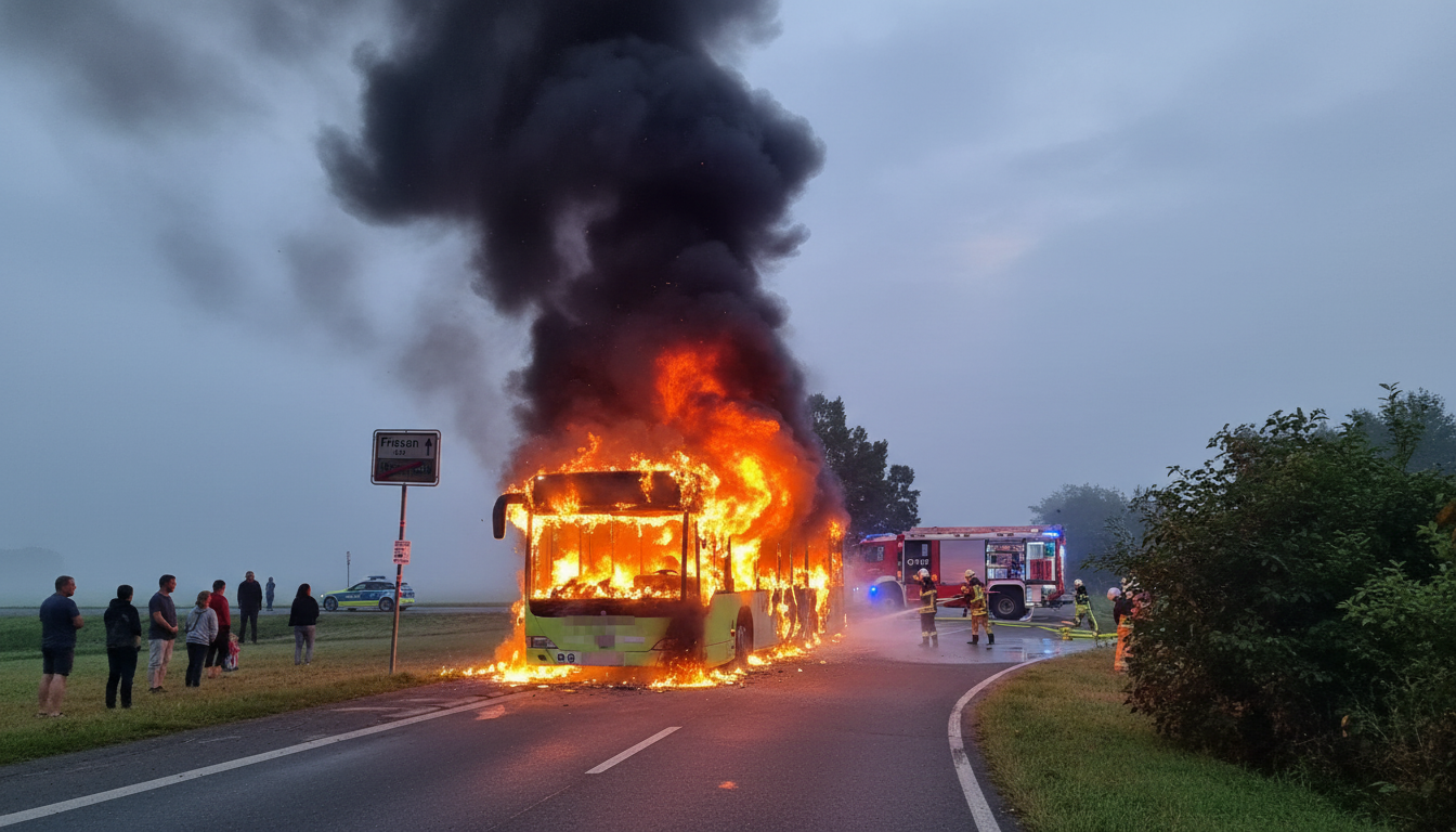 Brennender Schulbus: Fahrer rettet 35 Kinder in Hirschaid